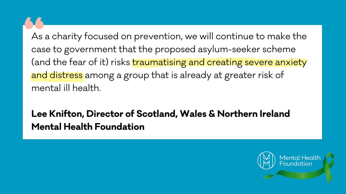 We welcome yesterday's Supreme Court ruling that plans to forcibly send asylum-seekers to Rwanda would not be safe. The scheme risks traumatising and creating severe anxiety and distress among a group that is already at greater risk of mental ill health.