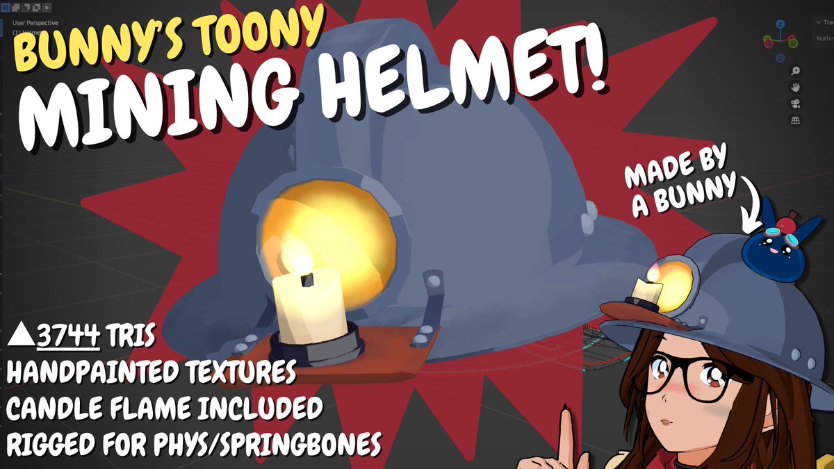 BunnyHeartedVT's tweet photo. New vtuber asset available⛏️!
If you're diggy digging holes... your mom says you should wear a helmet.
Available on Booth and Gumroad, links below⬇️💕
#Vtuberasset #vtuberprop https://t.co/zaQaLV91RE