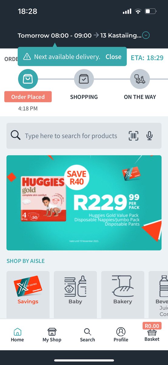 JannieBez88's tweet photo. @Sixty60_Tweets 2nd day in a row 

Order was supposed to be delivered already but shopping not even done yet

After last night more than a hour late but not even refunding the delivery fee the service from @Sixty60_Tweets  is disgusting and just getting worse https://t.co/isumGiZTom