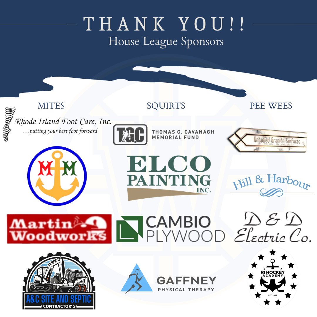 We want to take a moment to thank all of our House League sponsors for this season. House League sponsors help their team purchase their jerseys which allows us to keep the cost of the program down. Consider supporting the businesses that invest in our children!