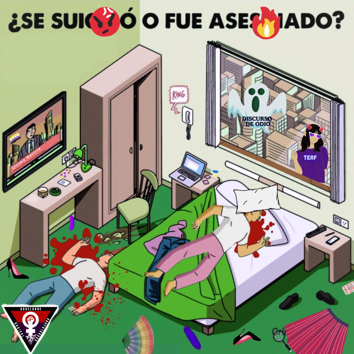 GdlRadical's tweet photo. @CualquieraMujer Se filtra imágen de la escena del crimen donde claramente se ve que fue la terfa usando lenguaje de odio.
#magistrade https://t.co/G3eSLbAYew