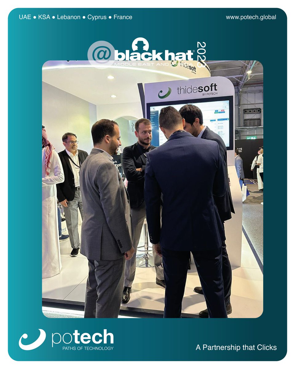 potechglobal's tweet photo. Wrapping up an amazing experience at @Blackhatmea 2023. 🇸🇦

We are delighted to have engaged along with @DSShield_ and TOPNET, with the industry's brightest minds.

Thank you for a fantastic event!

#Potech #Itelic #DSShield #Cybersecurity #SaudiArabia  #BHMEA23 https://t.co/LhrUFKW9nm