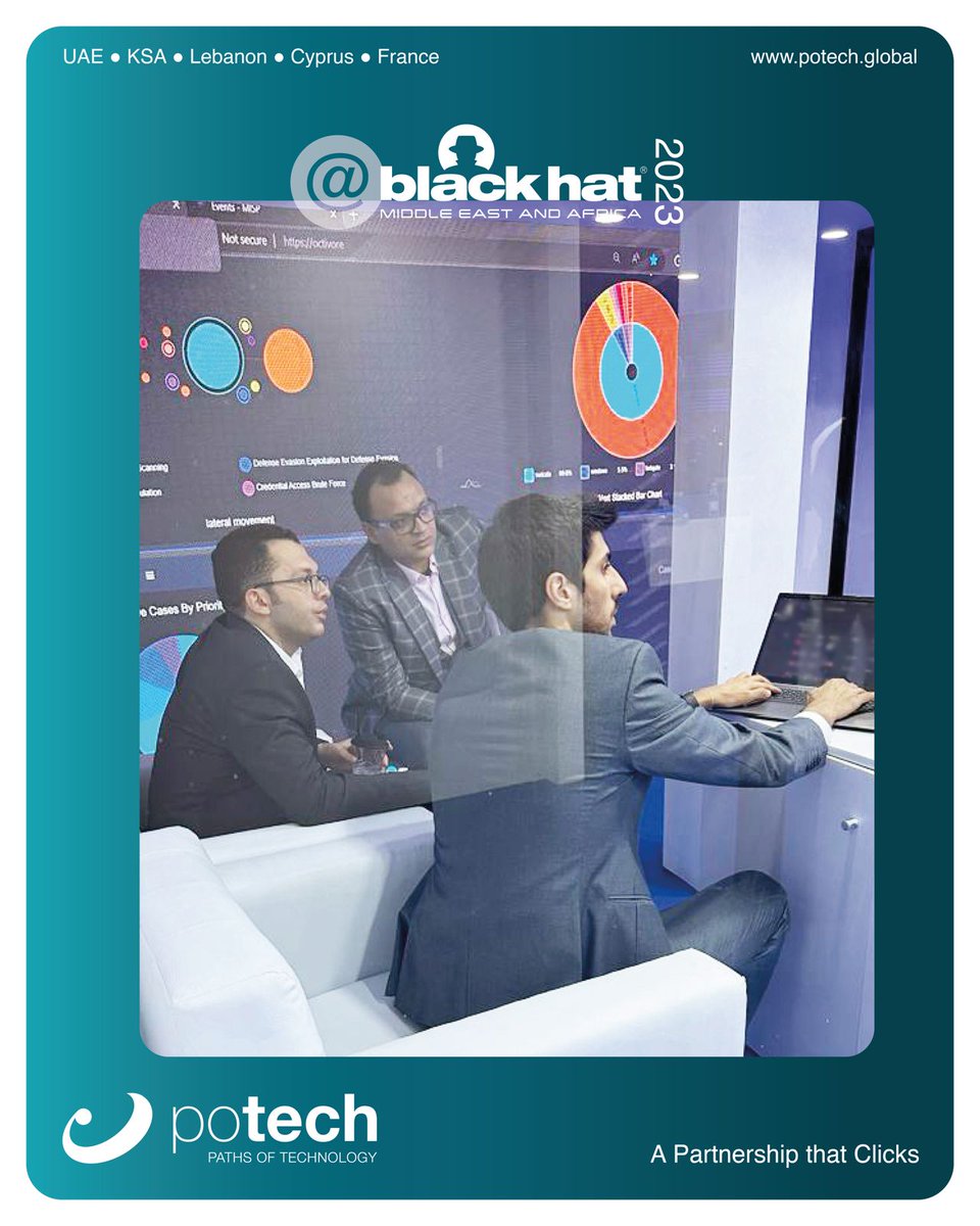 potechglobal's tweet photo. Wrapping up an amazing experience at @Blackhatmea 2023. 🇸🇦

We are delighted to have engaged along with @DSShield_ and TOPNET, with the industry's brightest minds.

Thank you for a fantastic event!

#Potech #Itelic #DSShield #Cybersecurity #SaudiArabia  #BHMEA23 https://t.co/LhrUFKW9nm