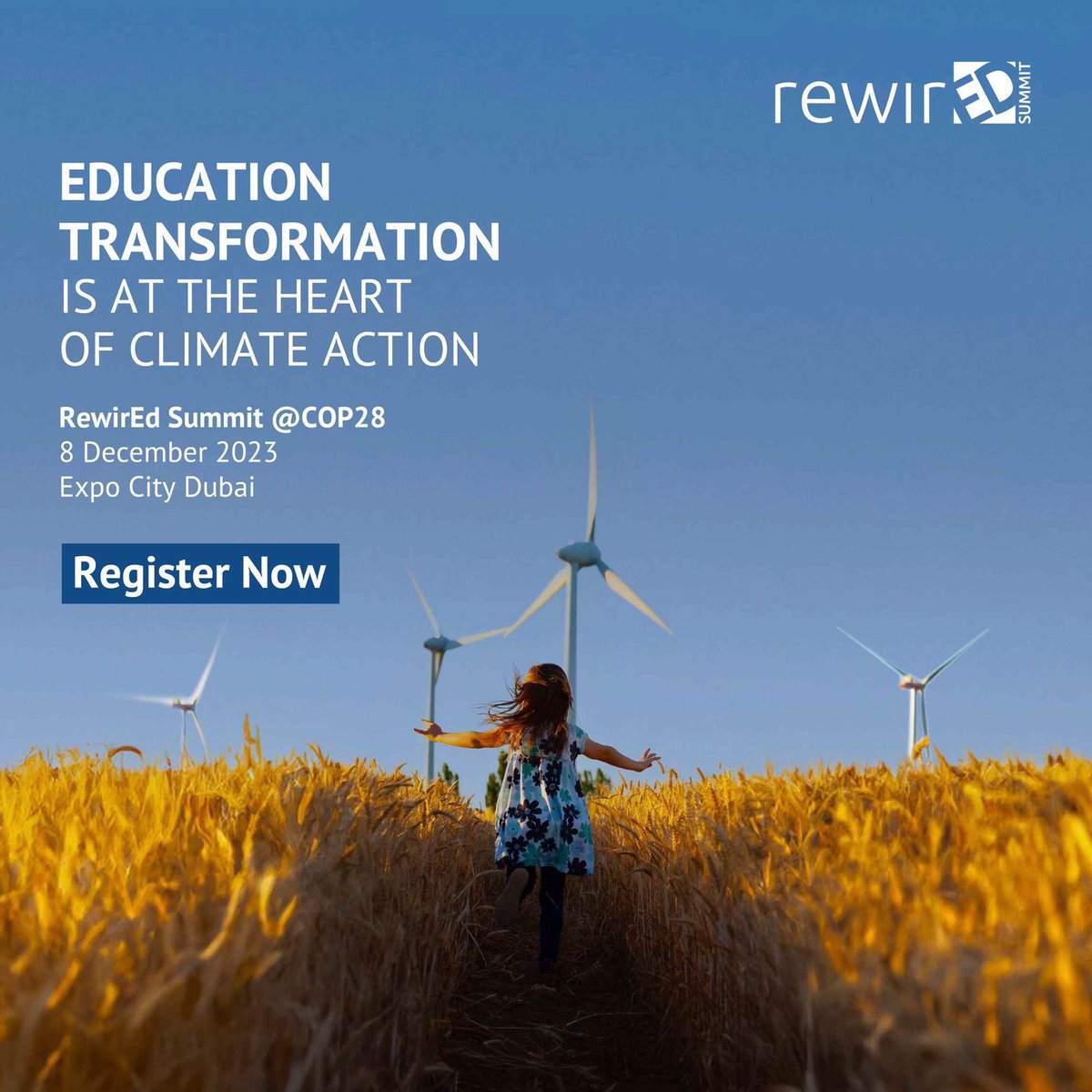 Registration for RewirEd Summit <a href="/COP28_UAE/">COP28 UAE</a> is now open! Secure your spot soon as registration closes on Thursday, November 30, 2023, at 09:00 GMT. 

🔗: Register Here: tinyurl.com/446h89ts 
🗓️: December 8, 2023
📍: Connect Conference Centre, COP28 Green Zone, <a href="/expocitydubai/">Expo City Dubai</a>