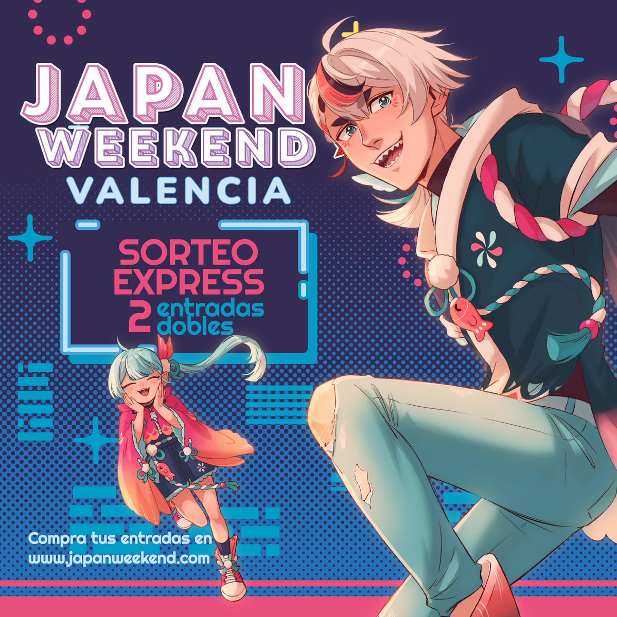 Japan_Weekend's tweet photo. 💥 Sorteo express de 𝟐 𝐞𝐧𝐭𝐫𝐚𝐝𝐚𝐬 𝐝𝐨𝐛𝐥𝐞𝐬 de domingo para 𝐉𝐚𝐩𝐚𝐧 𝐖𝐞𝐞𝐤𝐞𝐧𝐝 𝐕𝐚𝐥𝐞𝐧𝐜𝐢𝐚 (18 y 19 de noviembre)! 🎉✨

🔸 Síguenos
🔸 RT + LIKE
🔸 Responde al tuit etiquetando a la persona con la que irías al evento

Anunciamos a los ganadores 𝐦𝐚𝐧̃𝐚𝐧𝐚, suerte! 🤞 (arte por @Chalseu_D)