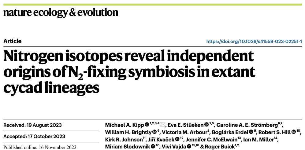 Very excited to share a new paper out today that was nearly 10(!) years in the making. 

It’s a story about an ancient group of plants - cycads - and how they managed to survive to the present day while many of their peers went extinct. 

🌿🌴🌺🦖🦕☄️🌏🧬

🧵