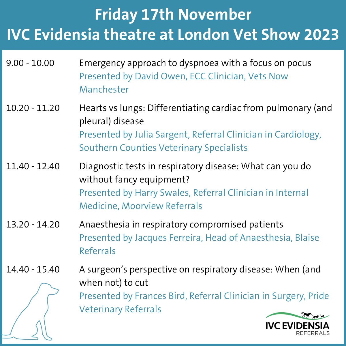 Friday 17th Nov at London Vet Show. Don't miss our fabulous presentations in the IVC Evidensia theatre!
#lvs2023 #veterinaryCPD