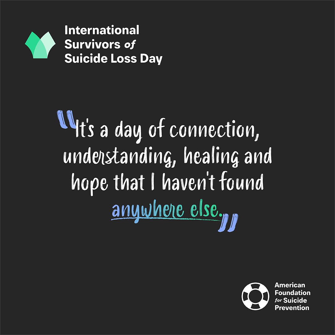 Loss is a journey, and finding someone who is willing to walk it with you can make all the difference. There is a sense of strength that comes from the unified understanding of those who known the weight of suicide loss. Find that person on #SurvivorDay: afsp.org/survivorday