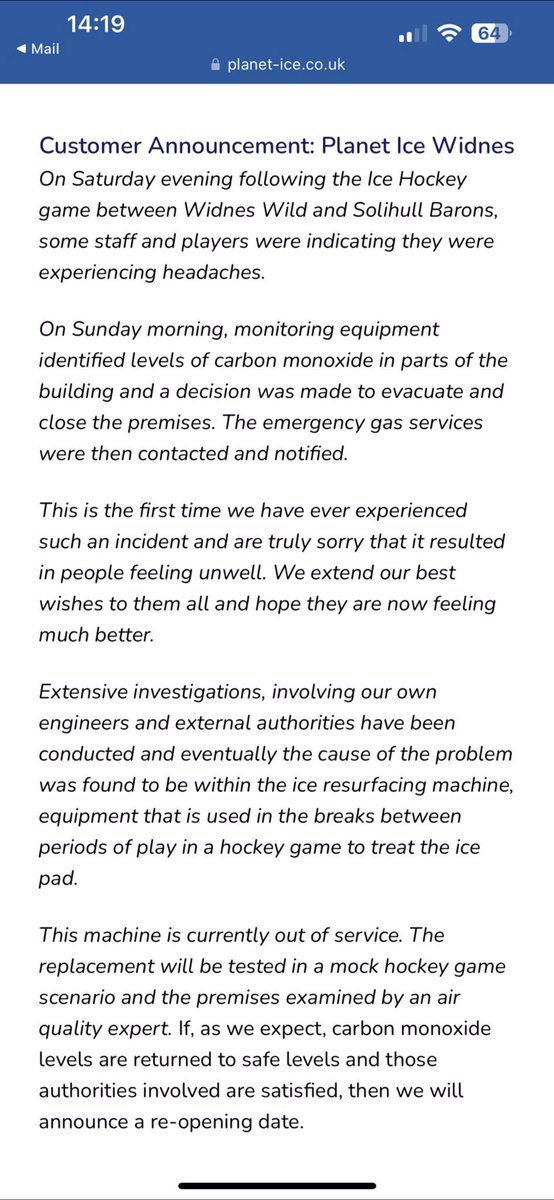 Please see update from Planet Ice