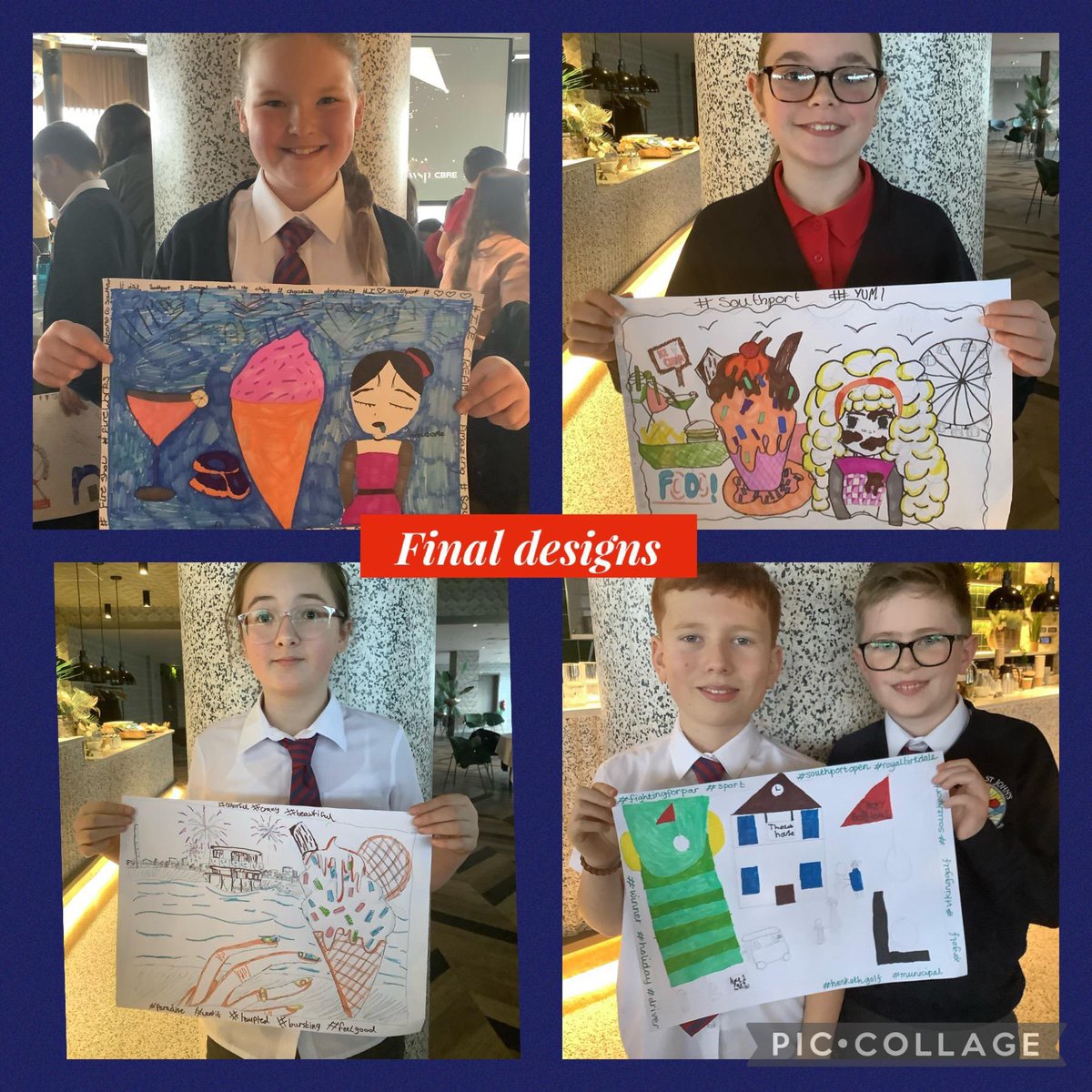 AinsdaleStJohns's tweet photo. A fantastic day for a group of Y5/6 children at a Design and Architecture event themed around the renovation of the Southport Theatre and Floral Hall. Their winning design will be displayed on the hoarding with the theme ‘things we love about Southport’! #ASJWay #ASPIRE https://t.co/baVkT2oUhm