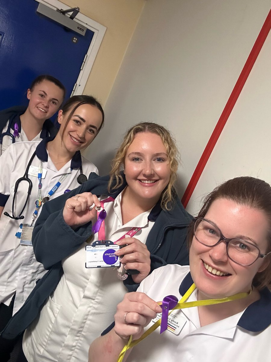 Jodie_Physio's tweet photo. Today we visited our lovely colleagues at their information stand for #WorldPancreaticCancerDay and were given these purple bows to wear. This afternoon someone asked me what my bow was for which created a talking point and opportunity to raise awareness of pancreatic cancer 💜 https://t.co/5gcSq8R0WE