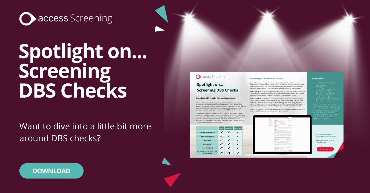 In many sectors, safeguarding individuals and ensuring a secure environment is of utmost importance and plays a pivotal role in the #screening process ✅

Download our Spotlight on...DBS Checks to view all the features and benefits 👇
ow.ly/svSq50PNT4n

#DBS #Compliance