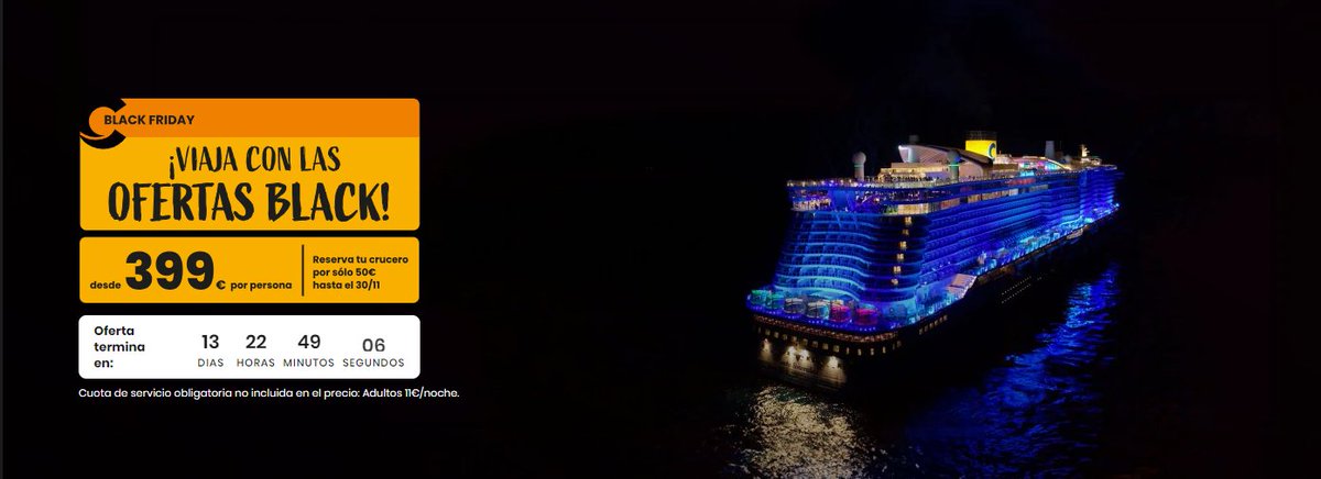 ViajaVuelaVive's tweet photo. #BlackFriday de Costa Cruceros · https://t.co/tzGTzX8wGT

* Desde 399 euros por persona y hasta el 30 de noviembre.

#cruises #crucero https://t.co/xennpqJhAn