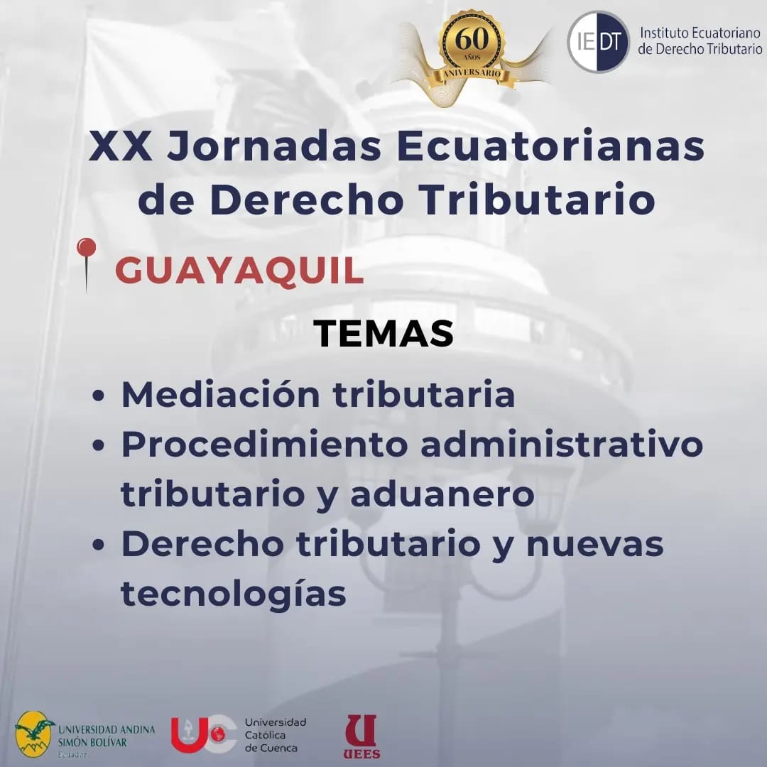 Tax593's tweet photo. | Guayaquil |
📅Miércoles 29 de noviembre
📍@uees_ec
⏰09h00
📚Mediación Tributaria - Procedimiento Administrativo Tributario y Aduanero - Derecho Tributario y Nuevas Tecnologías 👩🏻‍💻🧑🏻‍💻 https://t.co/9eJOBrvmcy