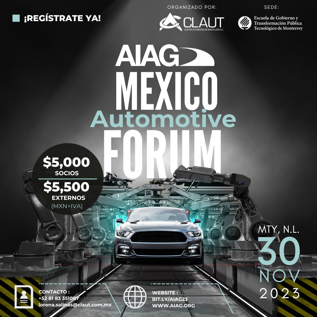 SomosIndustria's tweet photo. lorena.salinas@claut.com.mx indicando el cluster al que perteneces) | Público en general: $5,500 (*MXN+IVA)
🖋 Cupo limitado, ¡Regístrate hoy mismo para asegurar tu lugar! https://t.co/QkOvi08yY7
#AIAG #REDCAM #CLAUTContigo #APQP #FORD #GM #Stellantis https://t.co/2HVsu1z10D