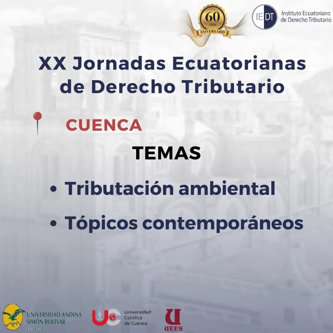 Tax593's tweet photo. | Cuenca |
📅Jueves 30 de noviembre
📍@UCatolicaCuenca
⏰09h00
📚Tributación Ambiental - Tópicos contemporaneos del Derecho Tributario 👩🏻‍💻🧑🏻‍💻 https://t.co/EPsTkuhXeU
