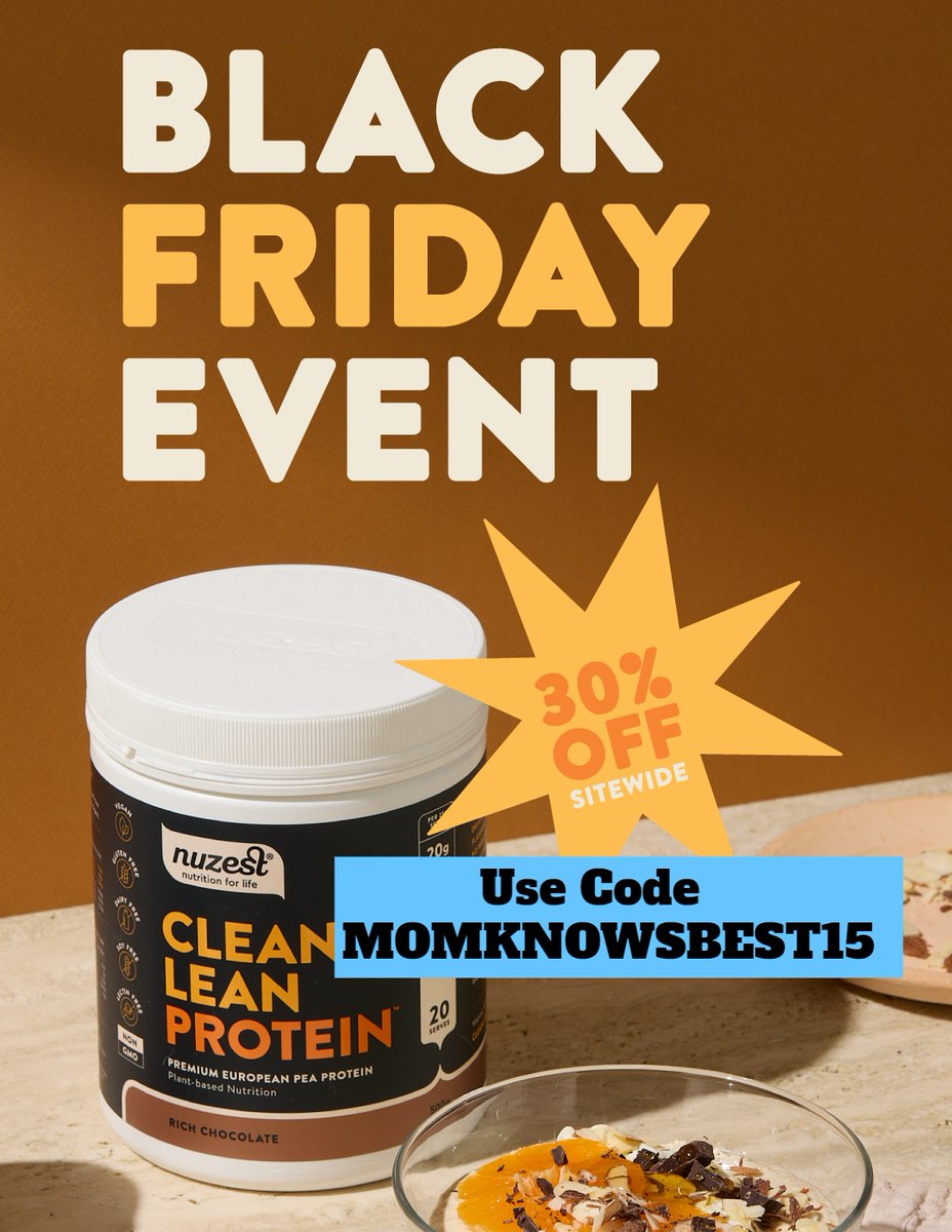 momknowsbest15's tweet photo. Nuzest Black Friday Sale is happening Now! Save 30% on the best allergy-friendly clean-ingredient vegan protein. Use code MOMKNOWSBEST15 ~ https://t.co/82kevKnD2p #nuzestcode #nuzestsale #nuzestcouponcode #nuzestdeal #nuzestplantbasedprotein #nuzestdeal #bestplantbasedprotein https://t.co/noUm97TbRk