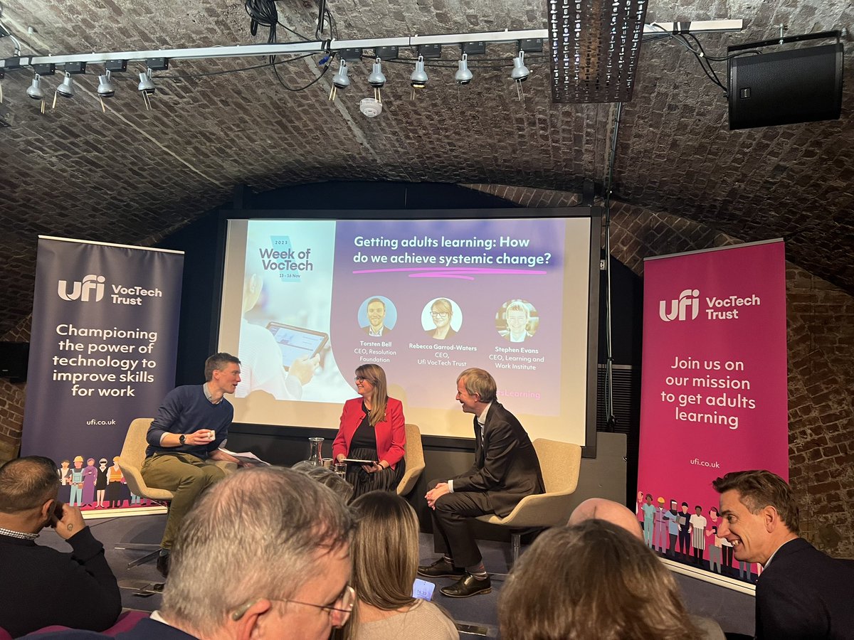 Diving into the #WeekofVocTech @UfiTrust panel on systemic change for skills growth. Insights from @resfoundation & @LearnWorkUK are pivotal for policy shaping. Excited to discuss how vocational tech can advance skills for the workforce of tomorrow. @_EngineeringUK