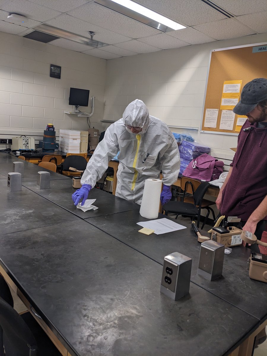 PurdueHSCI's tweet photo. Yesterday was the annual #Radioactive Contamination Drill in HSCI 312 Radiation Science Fundamentals. This is a fun and educational exercise where small groups of students are called in to respond to an emergency involving a radiation lab accident. #medphys #healthphysics https://t.co/Rksyb4mu49