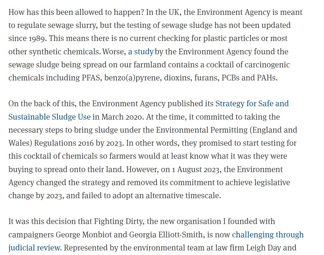 DYK 'the testing of sewage sludge has not been updated since 1989'? If you agree with our piece in @TheGrocer about spreading of toxic chemicals and microplastics on farmland thegrocer.co.uk/plastic/why-we… then please consider supporting our @CrowdJustice case crowdjustice.com/case/fighting-…