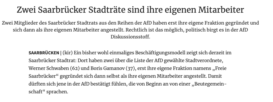 Wigbert Löer (@wigbertloeer) on Twitter photo Kann man sich nicht ausdenken:
Zwei #AfD-Abgeordnete kassieren Budget für Mitarbeiter selbst
<a href="/medienmogul/">Daniel Kirch</a> Kann man sich nicht ausdenken:
Zwei #AfD-Abgeordnete kassieren Budget für Mitarbeiter selbst
<a href="/medienmogul/">Daniel Kirch</a>