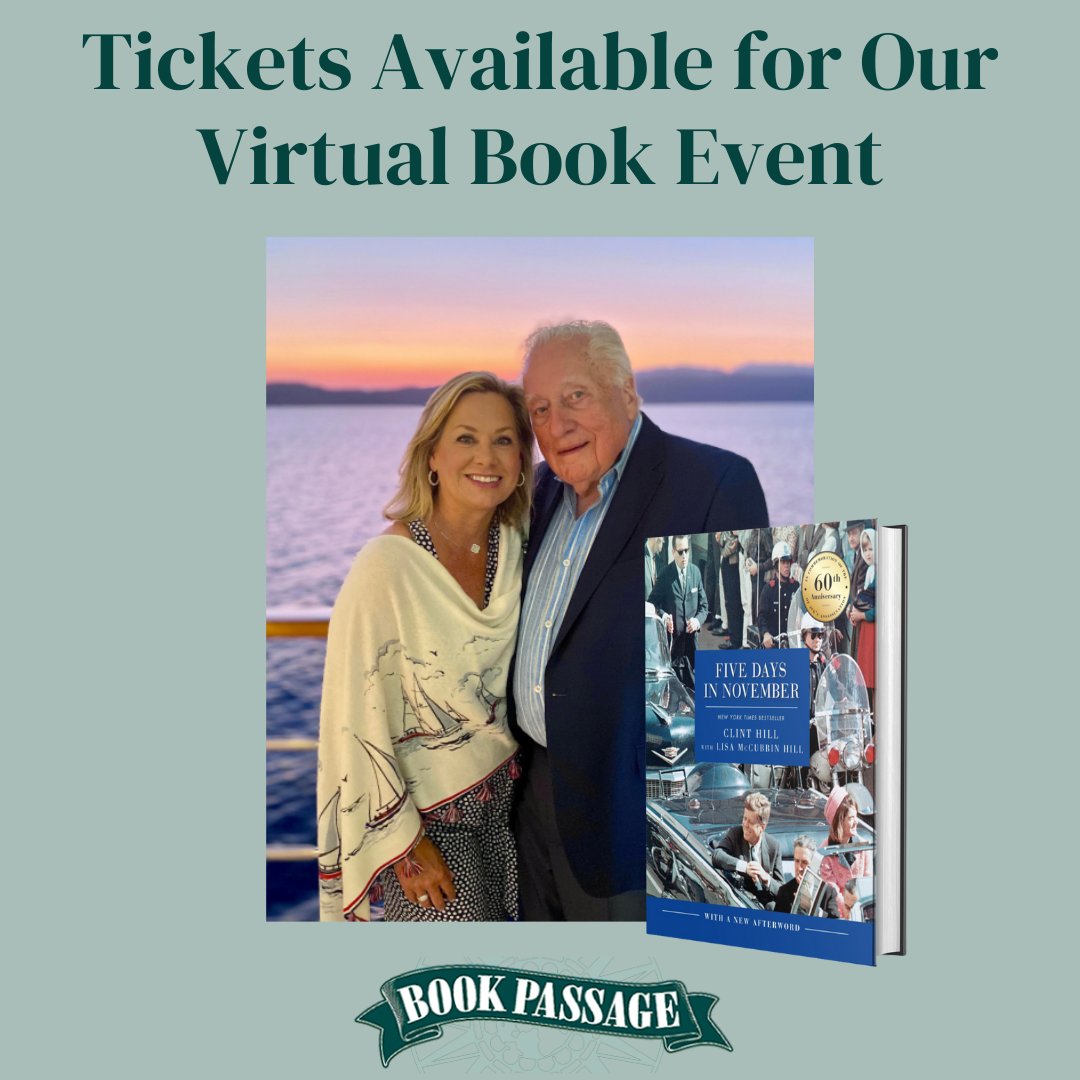 My one and only in-person event for our book #FiveDaysInNovember is this Saturday, Nov 18th. You may also attend virtually if you cannot attend in person. Click here for details: bookpassage.com/hill23 #neverforgetjfk #Nov221963
