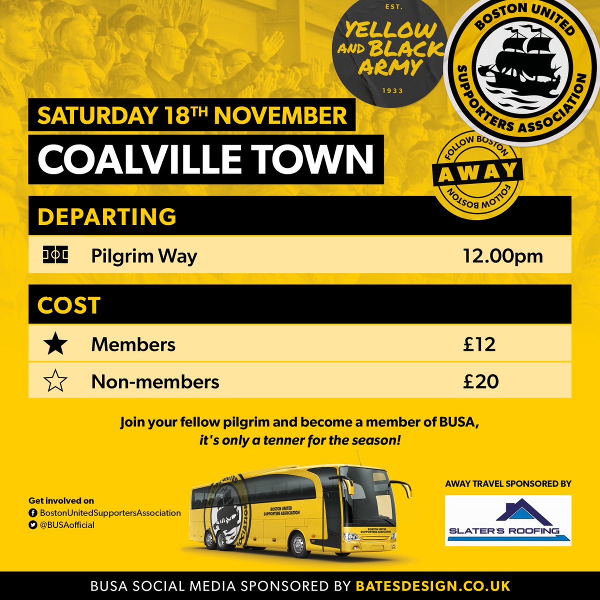 Lads and lasses, there are just 3⃣ seats left for our Trophy trip to Coalville on Saturday.

Come on, let's get these seats filled today! 🧡

ticketsource.co.uk/busa