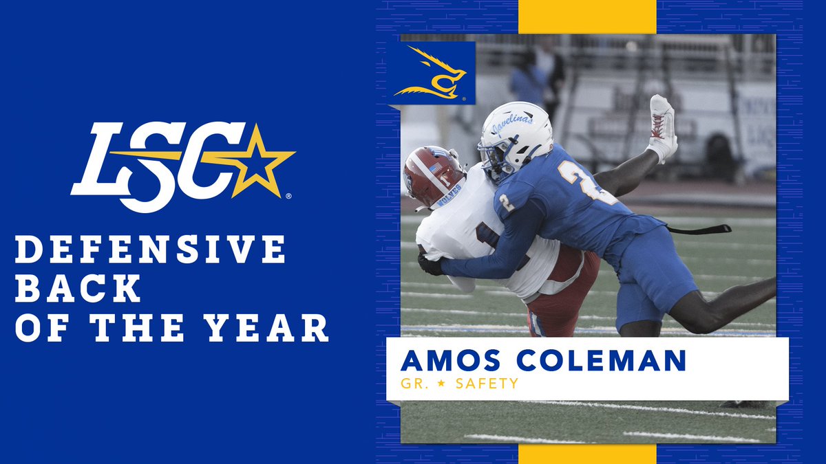 Texas A&amp;M-Kingsville safety Amos Coleman is the LSC Football Defensive Back of the Year. 🏈🤩

🔗 bit.ly/46cSze5

#LSCfb | #D2fb