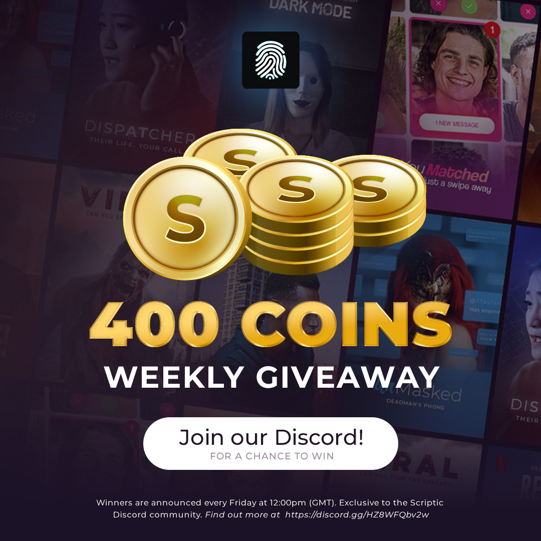 Join our Scriptic Discord Community for a shot at scoring big in our exclusive weekly giveaway! 

We're giving away 400 Scriptic coins every week!

Hit the link to get started! discord.com/invite/DshhEd55

#Giveaway #Netflix #Scripic #win