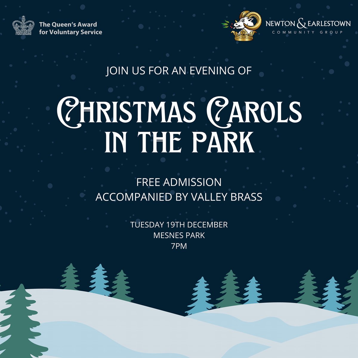 Meet at Mesnes Park Visitor Centre 7pm on Tuesday 19th December. This will be a FREE concert with refreshments available. Join us for a mince pie and a good old fashioned sing along. Music from Valley Brass band. #community #lovenlw All welcome 🎄