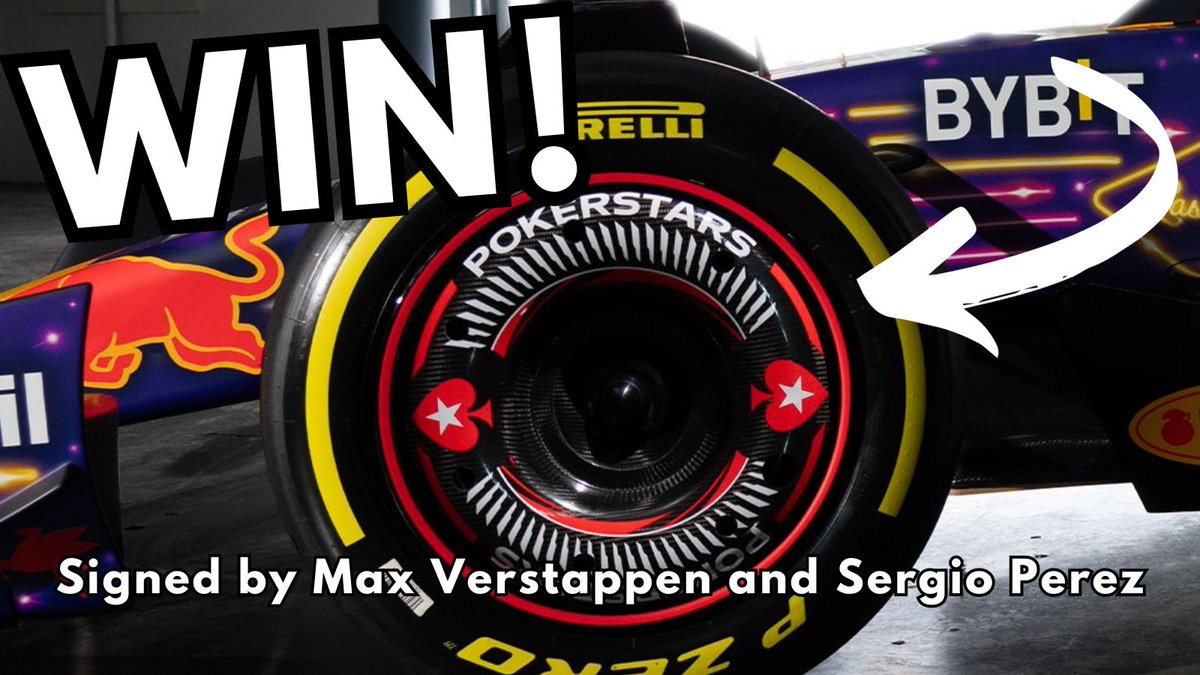 PokerNews's tweet photo. 🚨 HUGE GIVEAWAY ALERT 🚨

Thanks to @PokerStars and @redbullracing, we’re giving away a wheel cover from the EXCLUSIVE Oracle Red Bull Racing #LasVegasGP livery - SIGNED by Max Verstappen and Sergio ‘Checo’ Perez! 🤯

All you need to do to be in for a chance to win:
1️⃣ Follow @PokerNews and like this post
2️⃣ Comment which poker player you think would be the fastest F1 driver?
3️⃣ Repost + Tag a friend

Open to UK, Canada and US residents (excluding WA, NY & FL) 21+ only. Begins 12:00 PT on 15 November 2023 and ends 23:59 PT on 18 November 2023. Full T&Cs apply: https://t.co/7Yst2h0rdR