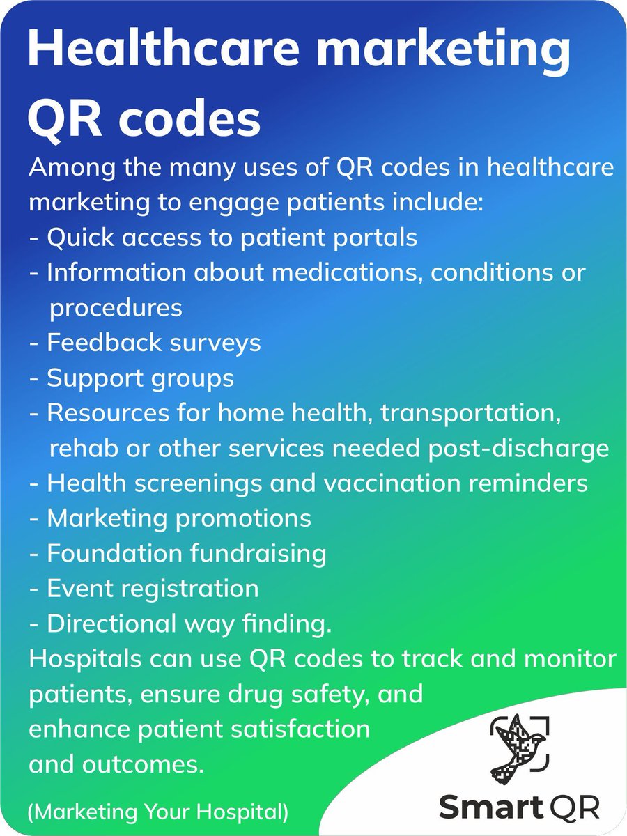 e_SmartQR's tweet photo. What's the most innovative use you've come across?
#HealthcareMarketing #PatientEngagement https://t.co/OeuIUtq35g