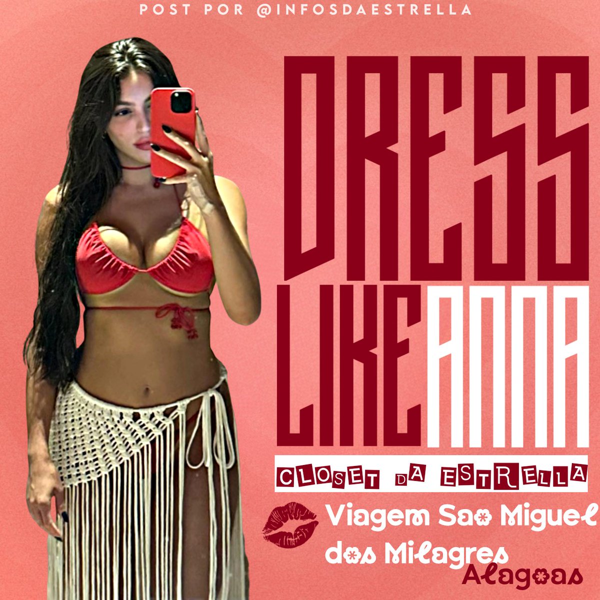 INFO | Look usado por Anna Estrella (<a href="/annaestrellaaa/">anna estrella</a>) na viagem para São Miguel dos Milagres - Alagoas ❤️🍒
◾ Dress Like Anna 💋 Closet da Estrella 

🧶 Segue a thread para ver cada ítem👇
