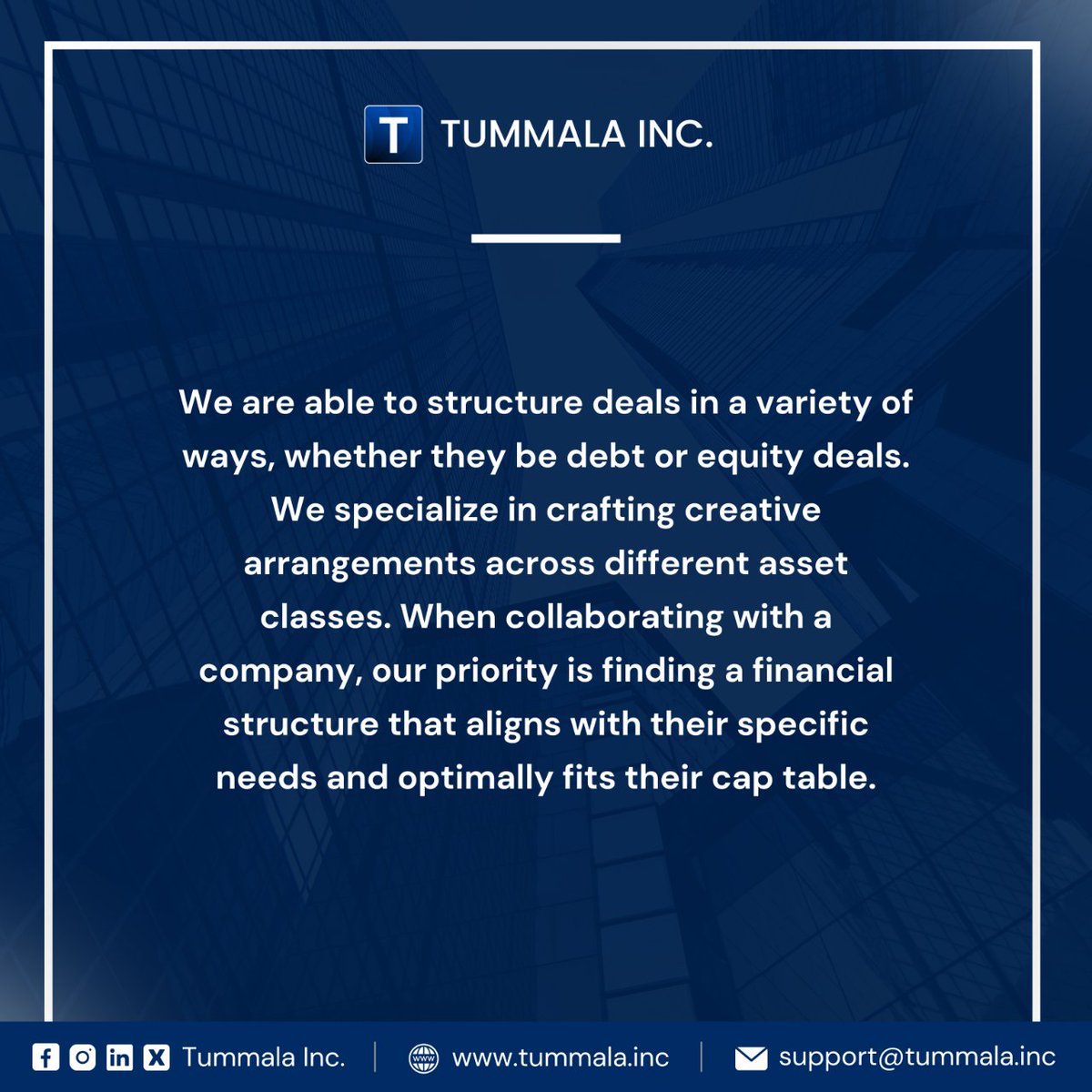 tummalainc's tweet photo. At Tummala Inc., We're not just a holding company – we're your strategic partner in business success! From flexible deal structures to navigating the complexities of running a business.
🌐 Connect with us for the right team, resources, and value-driven partnerships. https://t.co/Uf9gIQwMDw