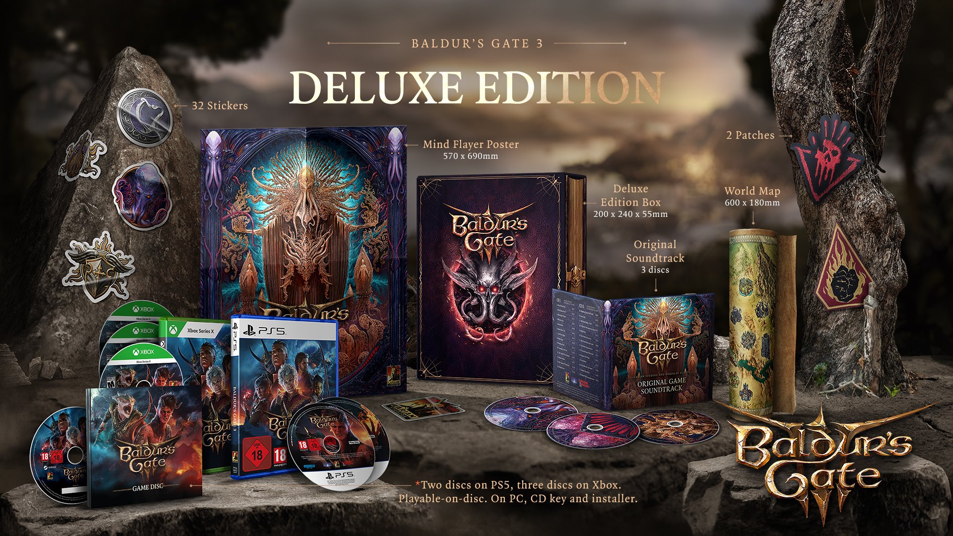 Baldur's Gate 3 on X: Playable-on-disc? Must be the Baldur's Gate 3 -  Deluxe Edition. Preorder:  The Deluxe Edition for  PS5, Xbox, and PC includes the Digital Deluxe edition, as well