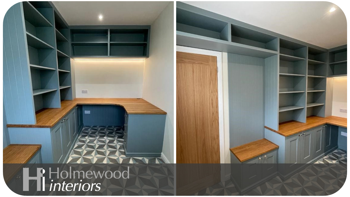 HolmewoodInt's tweet photo. This customer asked us to design and build a bespoke home study. The colours were selected to complement the existing tiled flooring, whilst the style of the cabinetry tied in with the rest of the house.
#BespokeHomeStudy #HomeStudyDesign #WorkFromHome #InteriorDesign #Horsham https://t.co/O4zFEGL6eH