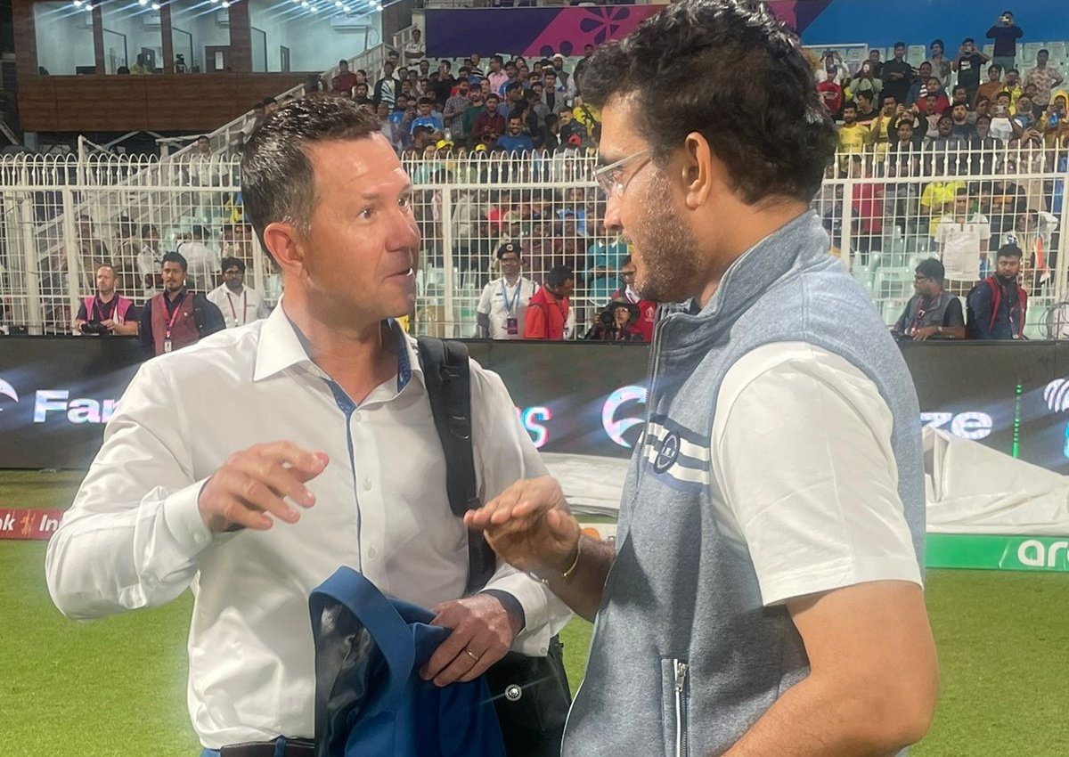Captains of 2003 World Cup Final - Ricky Ponting with Sourav Ganguly.