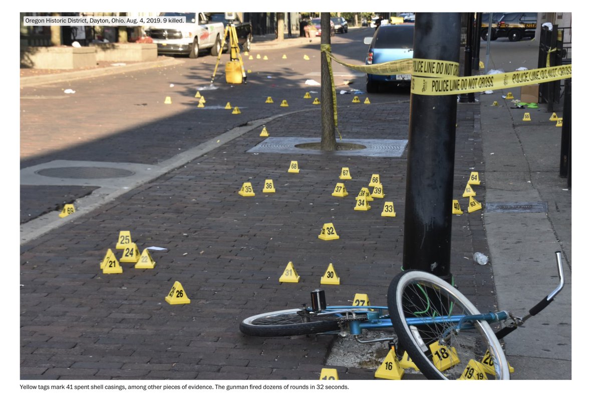 All those yellow markers are bullets. The police responded and killed the gunman 32 seconds after the first shot was fired. In 32 seconds, he was able to kill 9 people and wound 17 others. Every time you vote for a Republican, you are voting for this. washingtonpost.com/nation/interac…