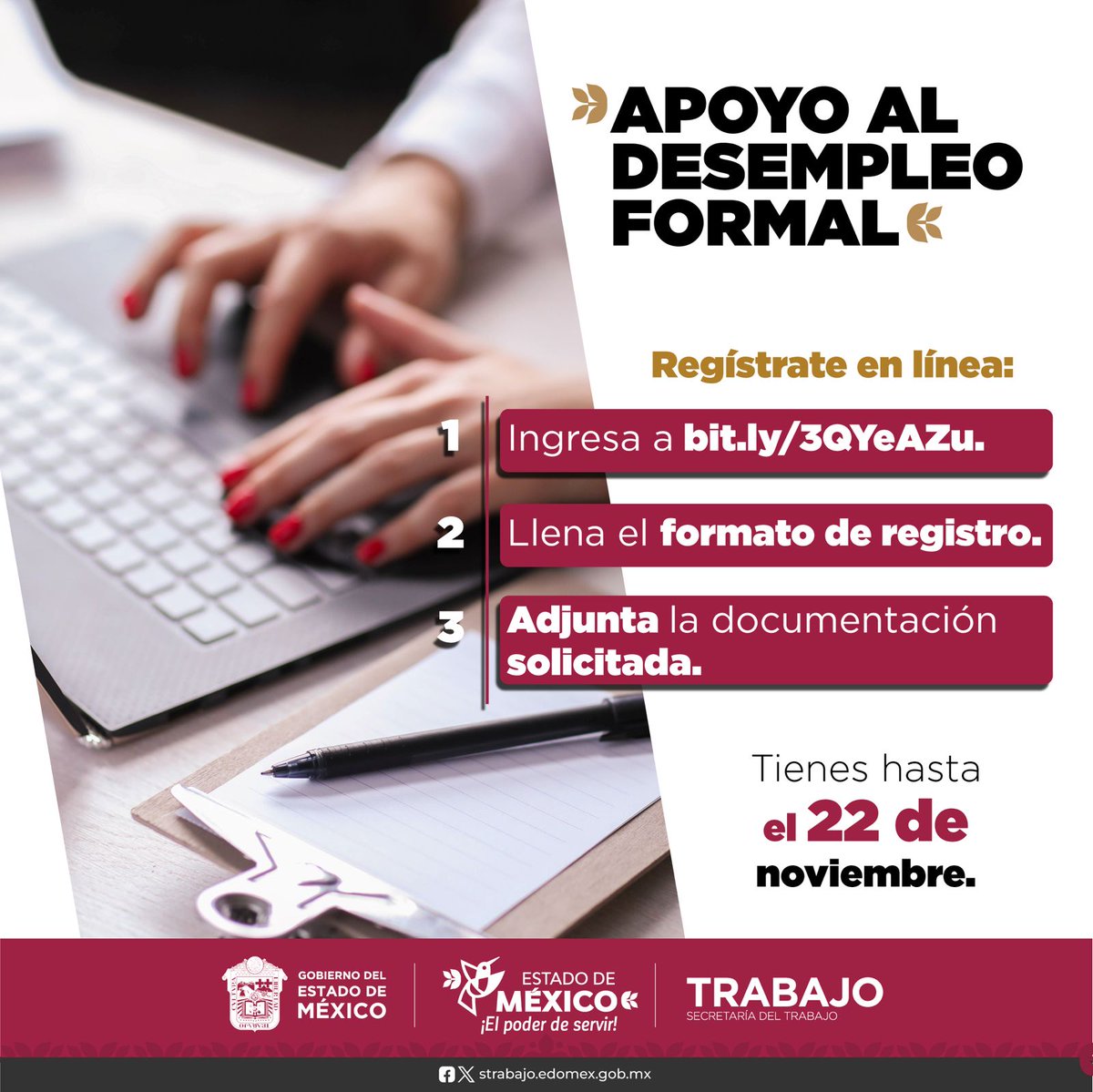 ¿Conoces el Programa #ApoyoAlDesempleoFormal? 
Está dirigido a mayores de 18 años que habiten en el Estado de México, que hayan perdido su trabajo formal en los últimos 4 meses.
Puedes realizar tu registro en línea a través de los siguientes pasos 👇.

#ElPoderDeServir