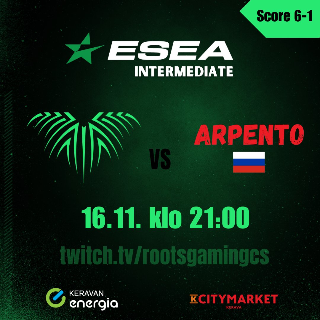 Torstai on toivoa täynnä ja lähdetään hakemaan sitä seitsemättä W:tä 🔥
🎙: <a href="/PerttuLeinonen/">Perttu Leinonen</a> 
📺: twitch.tv/rootsgamingcs 
#Rooting4Roots #esportsfi