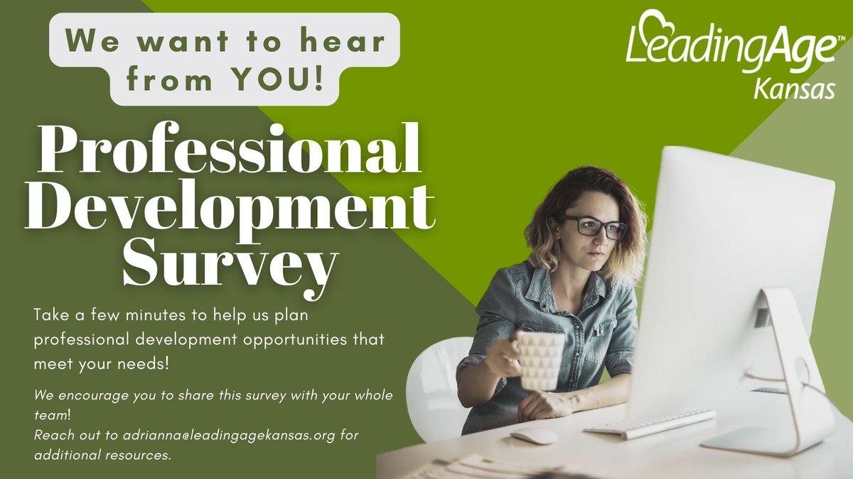 leadingageks's tweet photo. Our Education Team is busy planning a robust Professional Development program in 2024! To best serve you, we want to know what YOU need!
https://t.co/BICruySwAv
Complete our Professional Development Survey for a chance to win one of 4 $50 gift cards! https://t.co/7wiH2auAbL