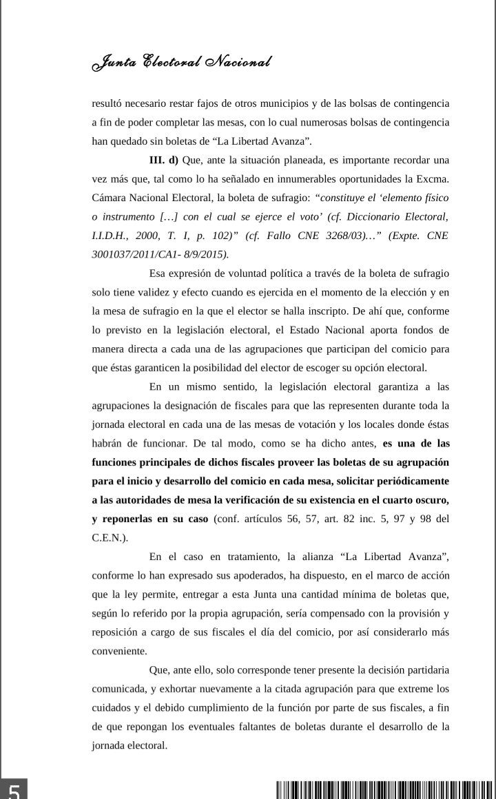 arilijalad's tweet photo. En provincia de Buenos Aires también la Justicia Electoral reitera que Milei no mandó boletas, que eligieron no hacerlo y que tendrán tendrán hacerse cargo si faltan el domingo. https://t.co/do7H1hR2Cr