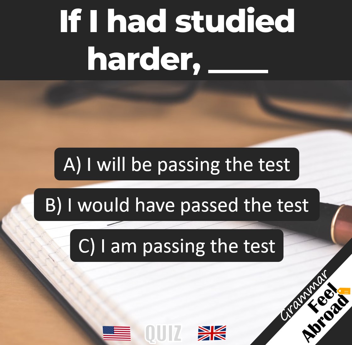 feel_abroad's tweet image. 🎭 Grammar Games Thursday! 🧩

Let&apos;s play with conditional sentences! What would be the correct ending for this third conditional sentence: &quot;If I had studied harder, ____&quot;?

Drop your grammatical guess in the comments!

#Grammar #Conditional  #ThirdConditional #Englishpractice