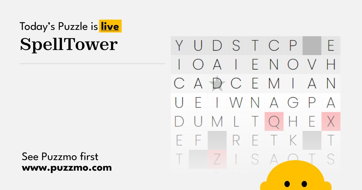 puzzmotoday's tweet photo. It's 12pm ET and you know what that means... today's keys are live! Play SpellTower and be one of the first to see Puzzmo at https://t.co/H99eRAePAU
#puzzmo #puzzmotoday #keydrop #spelltower https://t.co/oeDBh5Bq0R