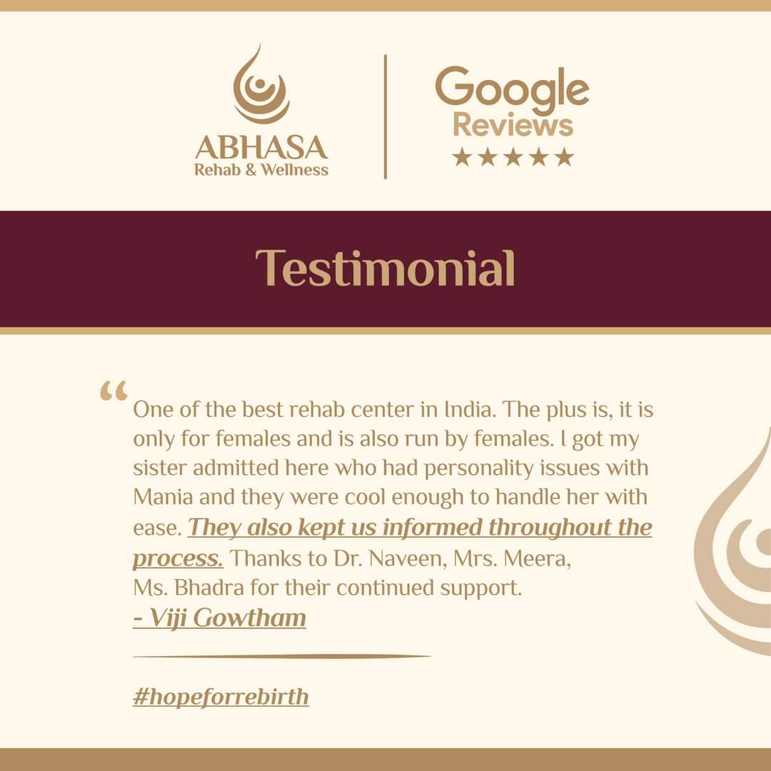 AbhasaCentre's tweet photo. Make sure someone you care about gets help if they're struggling with addiction or mental health problems.
Be a recovery champion and #BreakTheStigma surrounding recovery.
Connect with us at +91 737 364 4444
#testimonial #Reviews #abhasa #rehabilitation #rebrith #hope https://t.co/h6TDKGNfuq