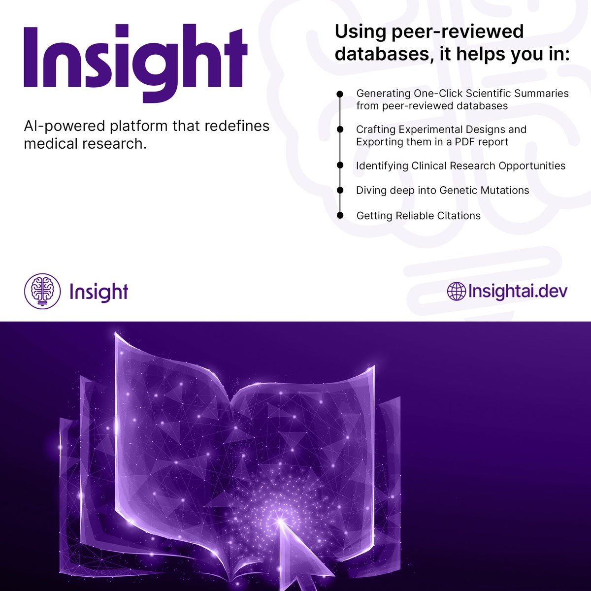 Your All-in-One AI Assistant for Medical Research! 🔎

At insightai.dev, explore a world where innovation meets impact!

From generating one-click scientific summaries to creating cutting-edge experimental designs, Insight is your AI-powered ally, accelerating