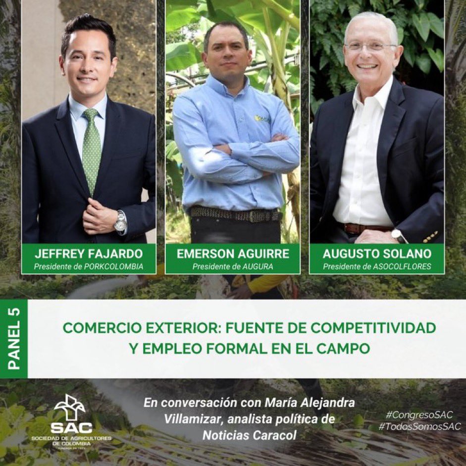En el segundo día del 40° Congreso Agropecuario Nacional, Augusto Solano  presidente de @asocolflores participó en el panel de Comercio exterior:  Fuente de competitividad y empleo formal en el campo.💐 @SAColombia  @MariaAlejaVM #