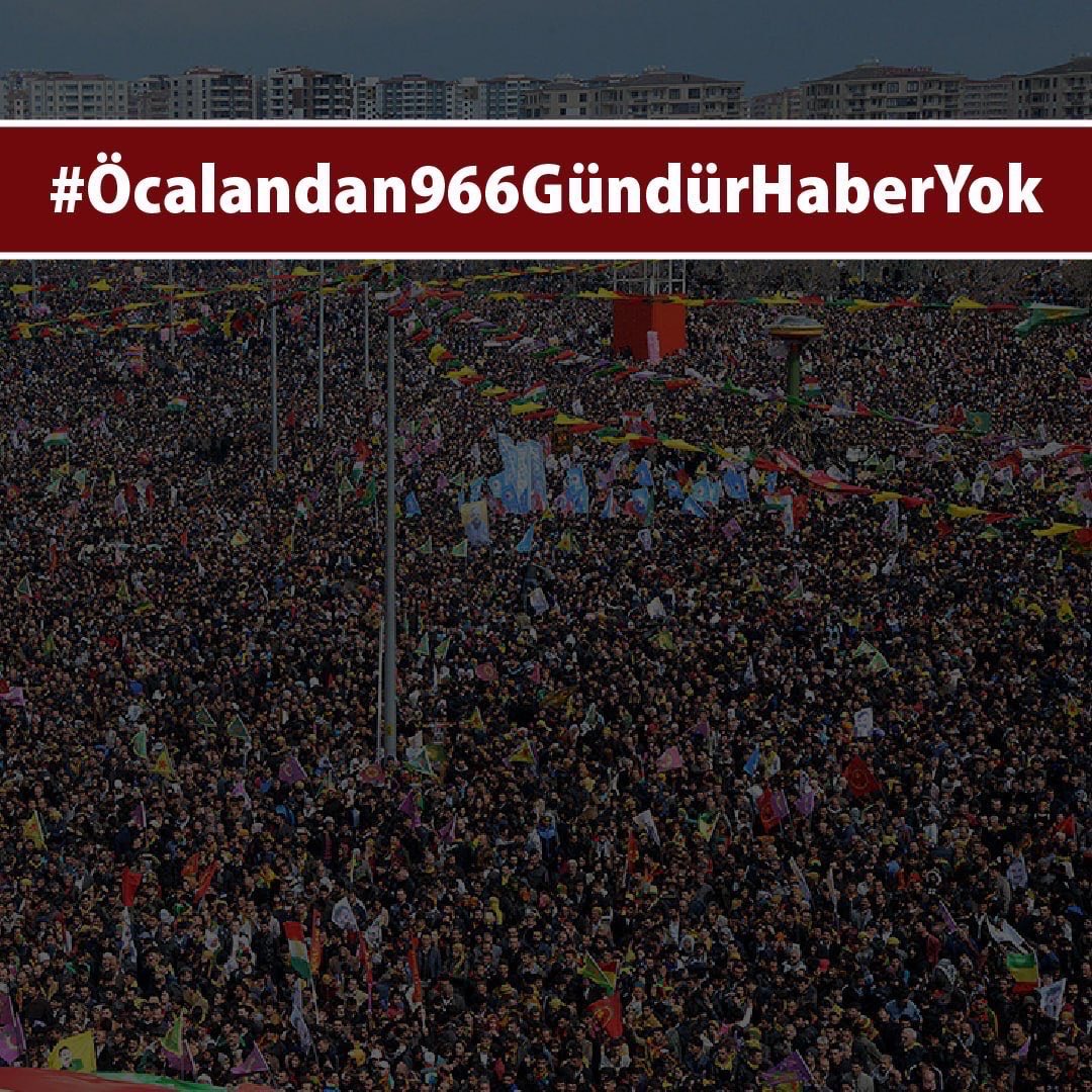 #Öcalandan966GündürHaberYok tecrit altında olan barış umududur, bu ülkenin geleceğidir. Ulusal ve uluslararası yasaları çiğneyerek tecritte ısrar edenler suç işliyor. Tecridi kaldırın, çözümün önünü açın, işlediğiniz suçlara son verin!