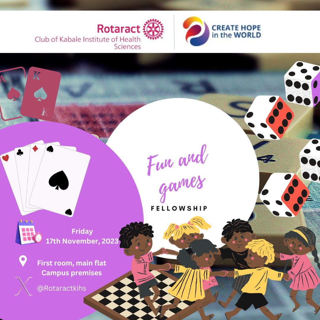 Rotaract club:Kabale institute of health sciences (@rotaractkihs) on Twitter photo Bonjour 🤗,
The last dance🕺🕺of this semester is here🤩
<a href="/RotaractKIHS/">Rotaract club:Kabale institute of health sciences</a> invites you all to their last fellowship of the semester which is action packed with fun and games
🧑✈️, ENTACHWEKA buddy group 💫
📍, Campus premises
⏰, 5pm
📆, 17/11/2023
#createhopeintheworld
#Theauthority Bonjour 🤗,
The last dance🕺🕺of this semester is here🤩
<a href="/RotaractKIHS/">Rotaract club:Kabale institute of health sciences</a> invites you all to their last fellowship of the semester which is action packed with fun and games
🧑✈️, ENTACHWEKA buddy group 💫
📍, Campus premises
⏰, 5pm
📆, 17/11/2023
#createhopeintheworld
#Theauthority
