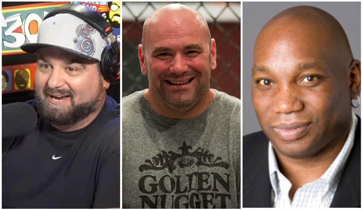 Outkick's tweet photo. Dan Le Batard still won't explain why he wants the UFC to punish Dana White for slapping his wife, but Le Batard has no problem employing Howard Bryant, who was arrested for choking his wife.

What's the difference?

Link:  https://t.co/CKLtHwwghG. https://t.co/iwOCNstDNn